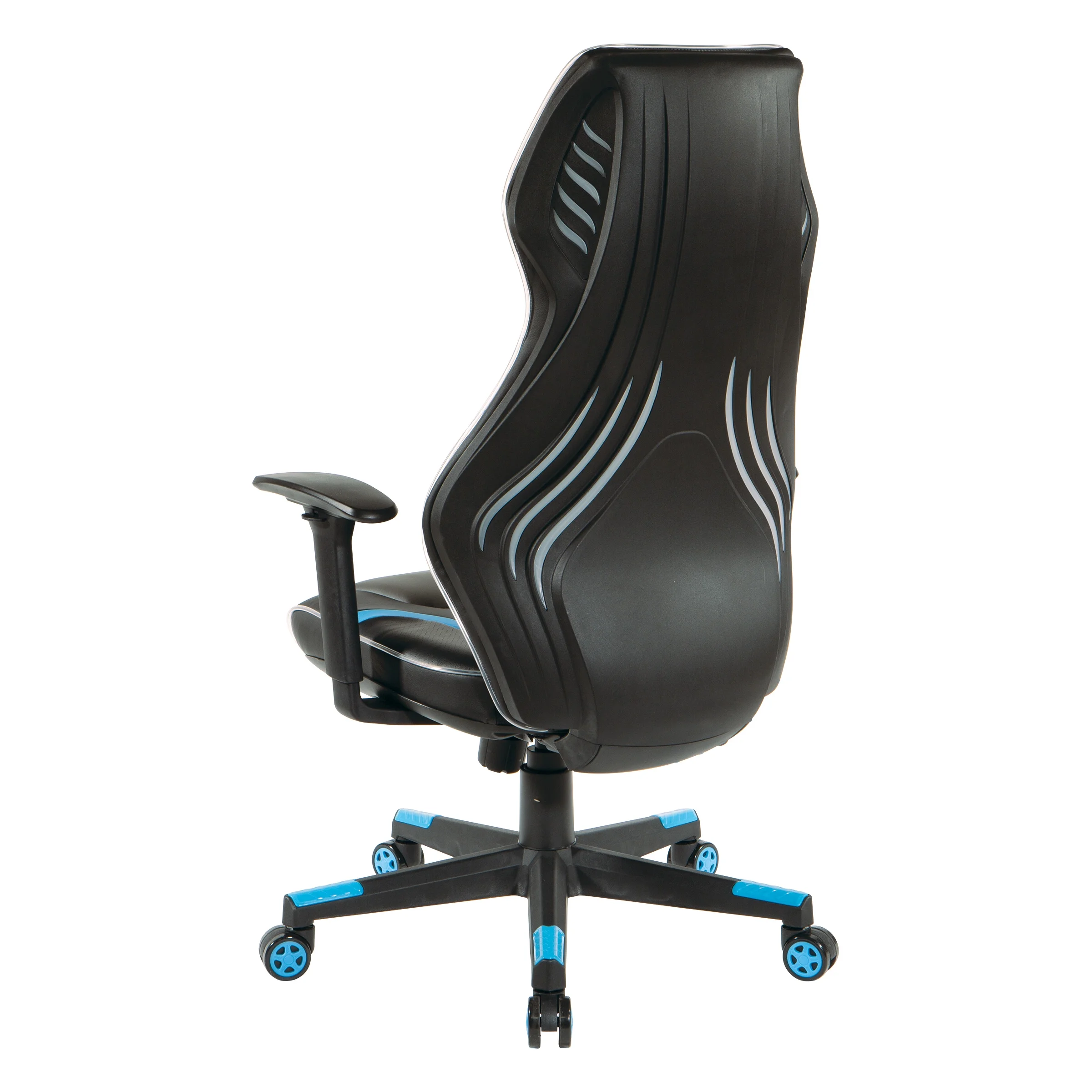 OSP Home Furnishings Lumbar Support & Adjustable Swivel Gaming Chair, Gray