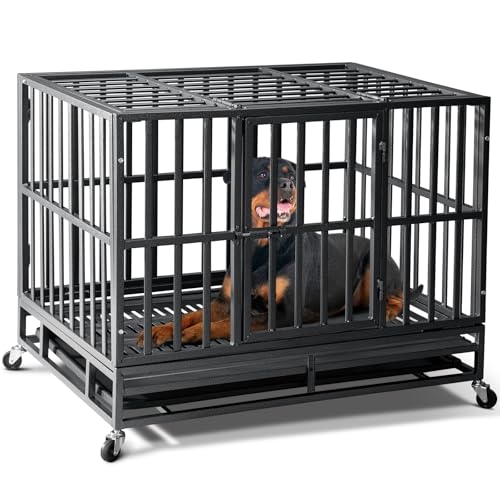 Oranland 48 inch Heavy Duty Indestructible Dog Crate,2025 New Upgraded Reinforced Baseplate for Large Dogs