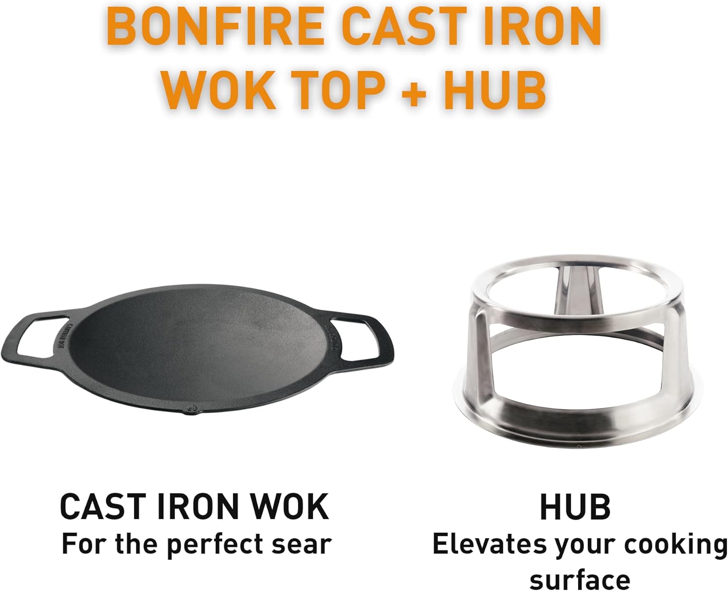 Solo Stove Yukon 27 Grill Top and Hub, Cast Iron Cooktop with Stainless steel Hub for 8”Elevation, Addition for Yukon Fire Pit, Weight: 21.5lbs