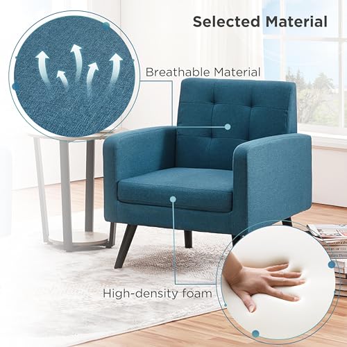 Yaheetech Mid-Century Accent Chairs, PU Leather Modern Upholstered Living Room Chair