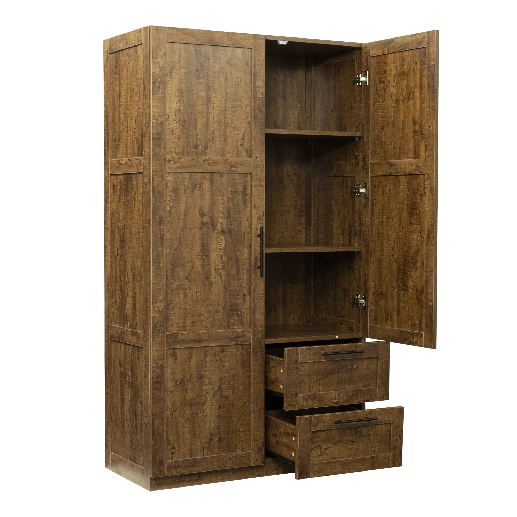Freestanding Large Storage Cabinet, High Wardrobe and Kitchen Sideboard, Oak