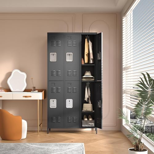 3 Doors Lockers for Employees, Steel Storage Lockers Lockable, Metal Locker Storage Cabinet for Home Office School Gym, Require Assembly (Grey)