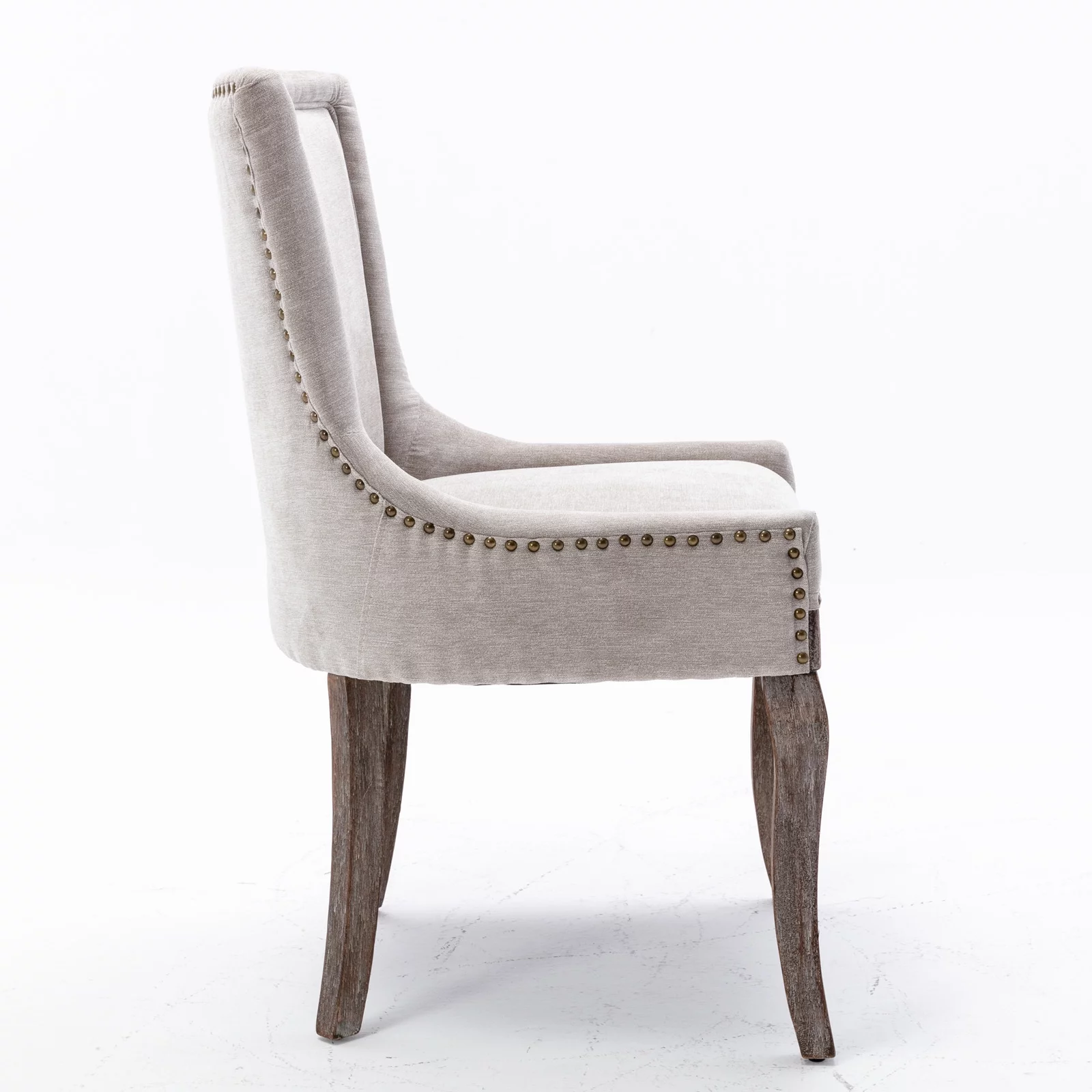 Elegant Button Tufted Side Dining Chairs, High-end Thickened Fabric Dining Chairs with Bronze Nail head