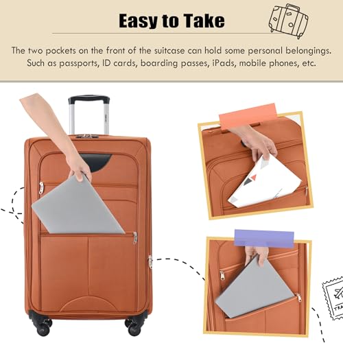 Merax Suitcase Set Softside 3-Piece Expandable Luggage with TSA Lock Spinner Wheels Lightweight Upright Luggage with Travel Bag(22/26/30 IN