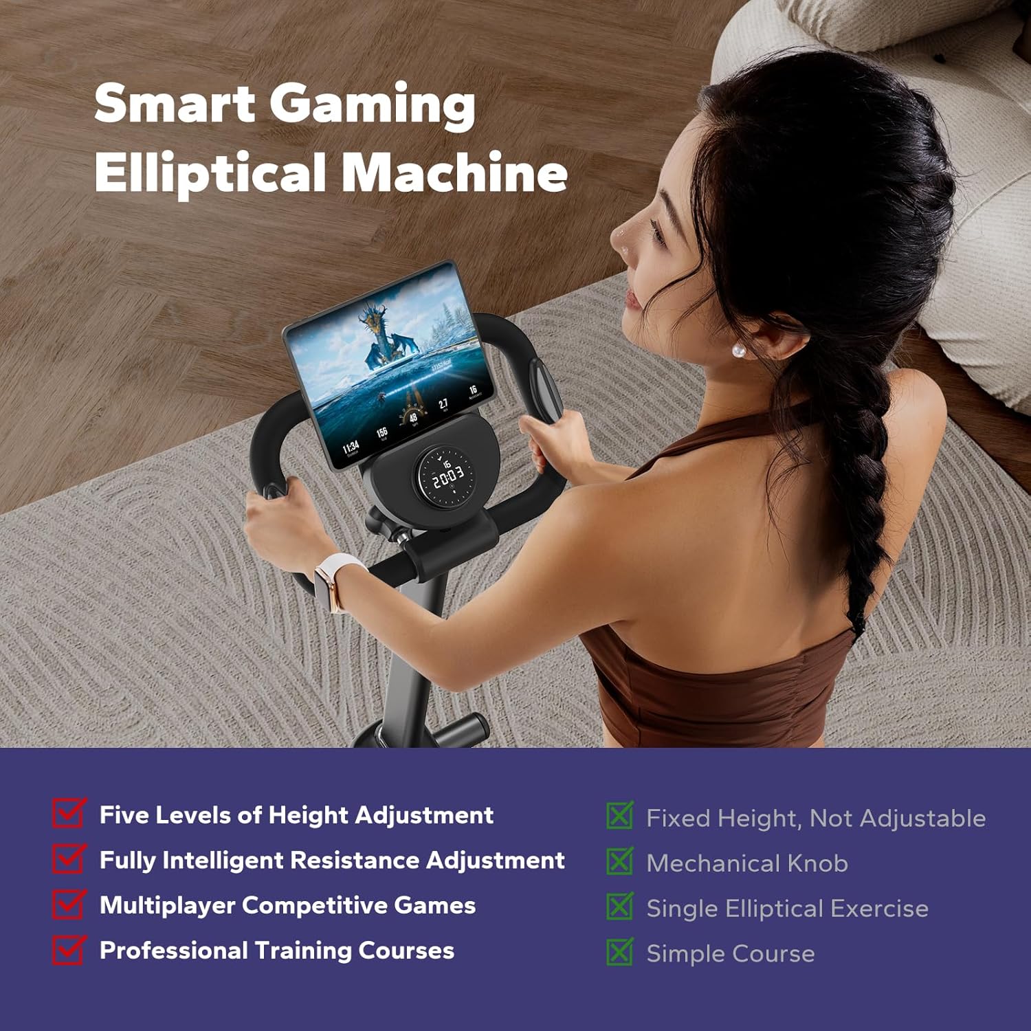 MERACH Elliptical Exercise Machine for Home with Hyper-Quiet Magnetic Driving System Elliptical Training Machines with MERACH App