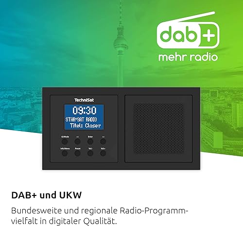 TechniSat DIGITRADIO UP 1 - DAB+ Unterputzradio zur Anbringung in jeder Doppel Unterputzdose (DAB, UKW, Bluetooth-Empfang, dimmbares LCD-Display