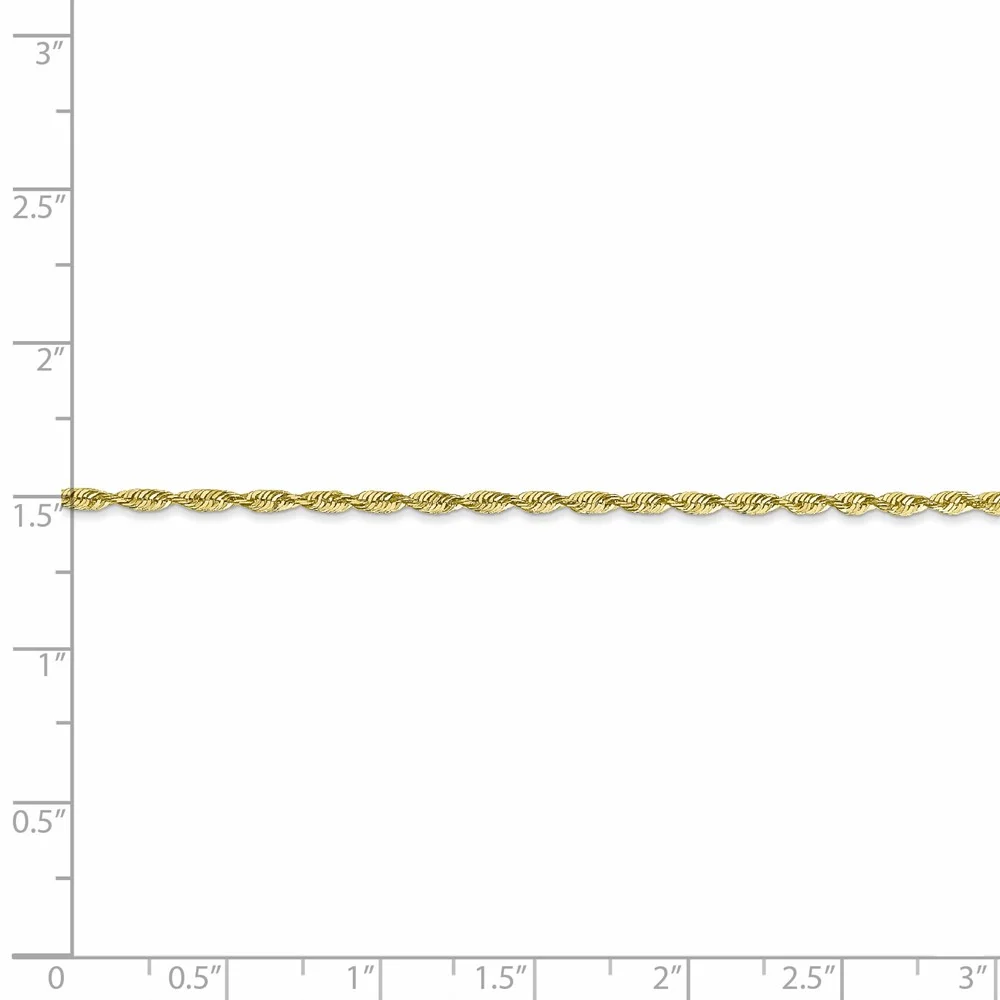 Leslie's Real 10kt Yellow Gold 1.8mm Diamond-Cut Lightweight Rope Chain; 16 inch; for Adults and Teens; for Women and Men