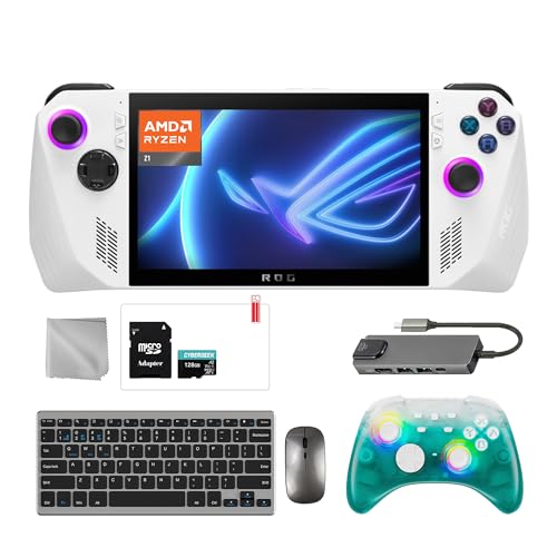 ASUS ROG Ally 512GB Gaming Handheld 7-inch Touchscreen 120Hz FHD 1080p AMD Ryzen Z1 Processor, Touro Wireless Pro Controller, Hub, 128GB MicroSD