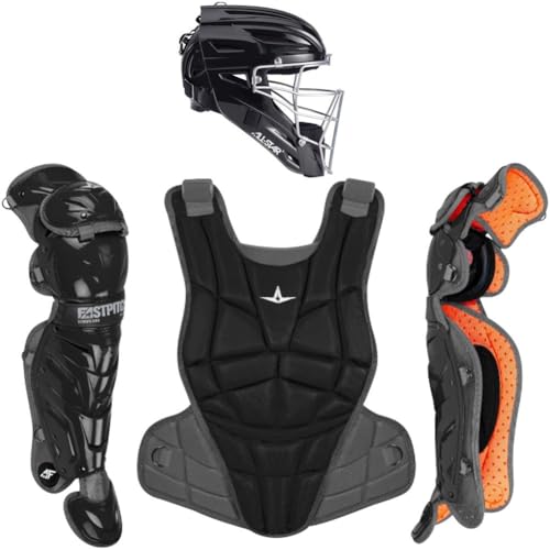 All-Star Catcher’s Gear Kit – Includes Helmet, Chest Protector & Leg Guards – Lightweight, Durable Baseball Protective Set, Meets NOCSAE