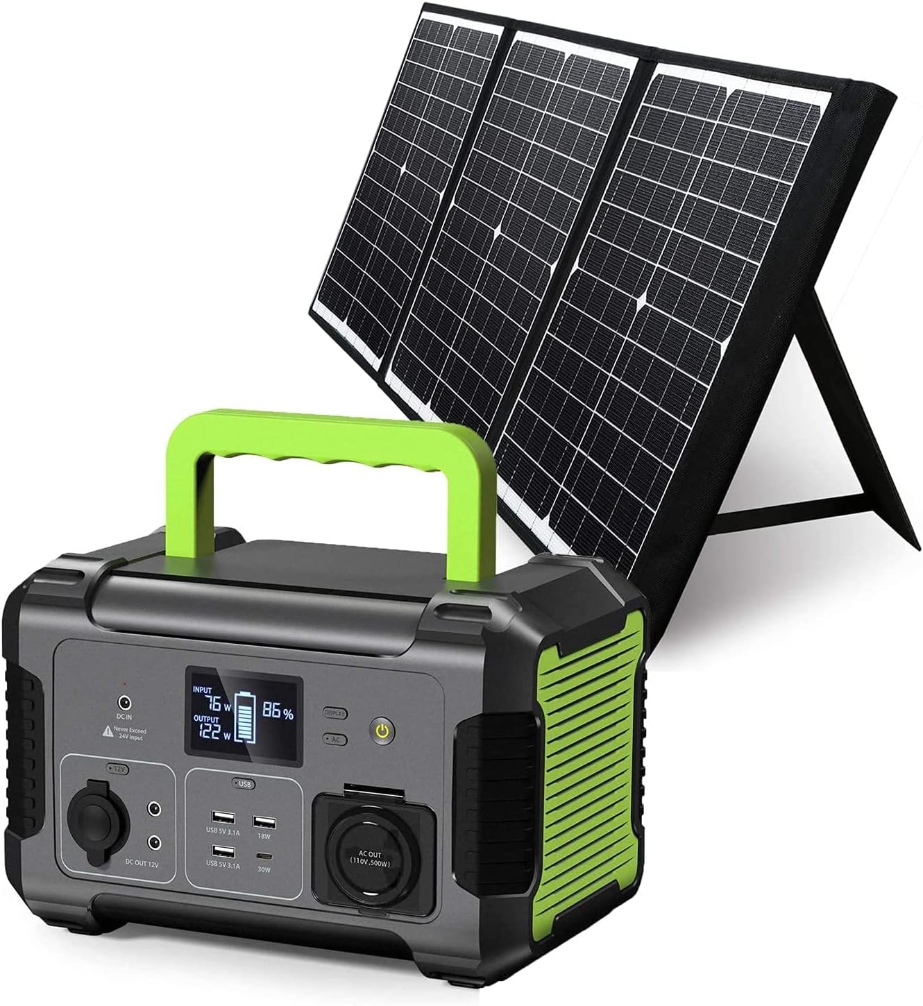 PAXCESS Portable Power Station with Solar Panel Included, 300W Solar Generator with 60W Foldable Solar Panel