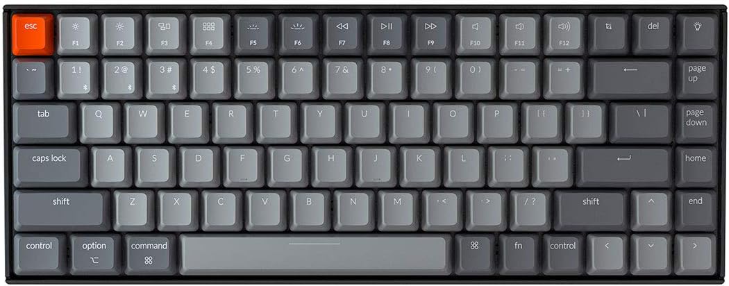 Keychron K2 75% Layout Bluetooth Mechanical Keyboard with Gateron G Pro Blue Switch/White LED Backlit/USB C/Anti Ghosting/N-Key Rollover/Compact 84