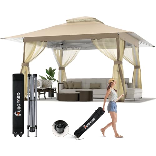 Outdoor Pop Up Gazebo 10x10 - Instant Canopy Tent with Mosquito Nettings