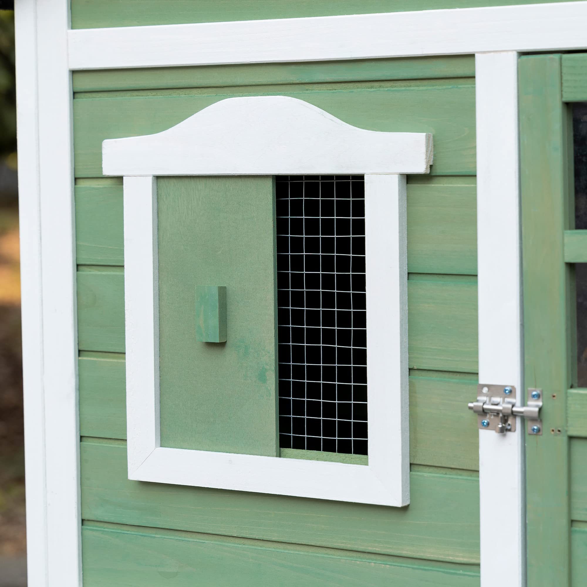 【Pet】44" Chicken Coop, Rabbit Hutch with Nesting Box, Removable Tray, Asphalt Roof, Planting & Lattice