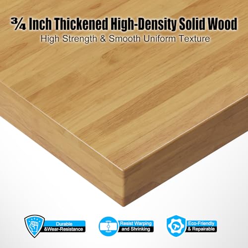 60” Heavy-Duty Solid Wood Work Bench Work Table with Wheels, Adjustable Height Portable Workbench with Power Outlets