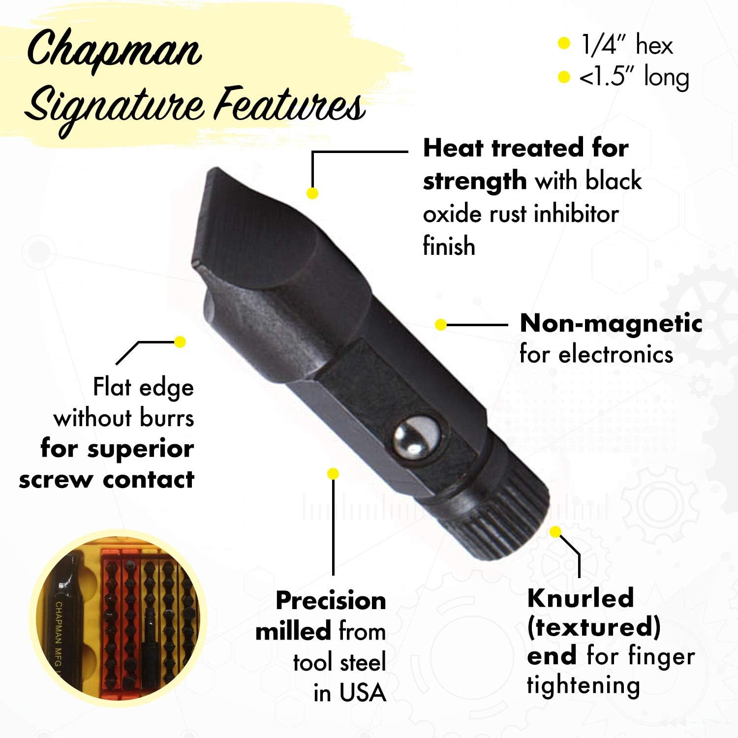 Chapman MFG 7331 All-Purpose Standard Screwdriver Set - Includes Phillips, SAE Allen Hex & Slotted/Flathead Bits