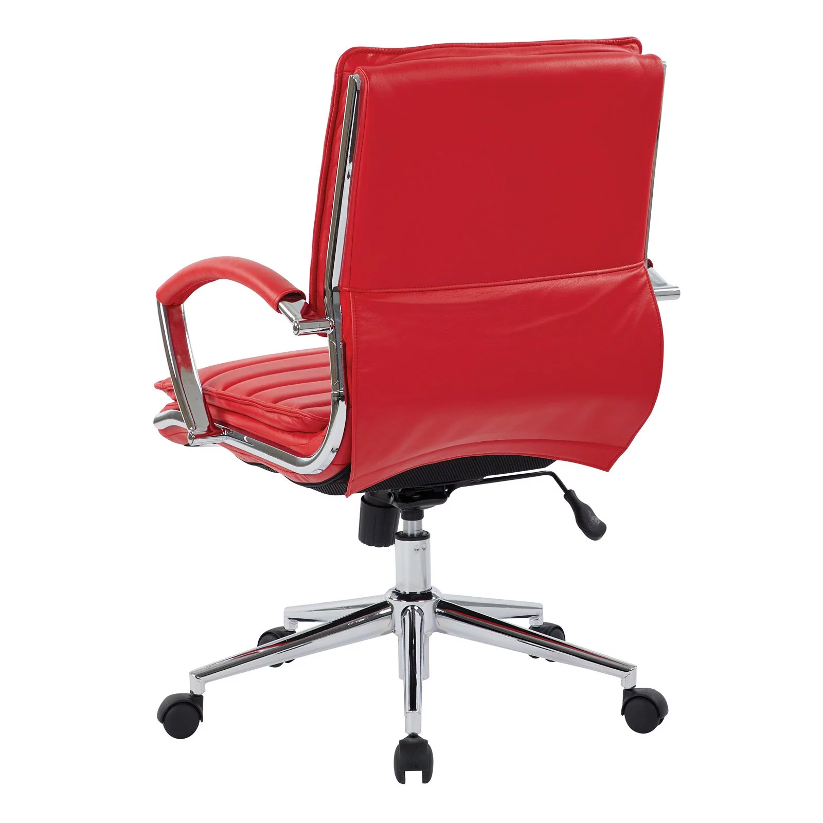 Office Star Products Mid Back Manager's Faux Leather Chair in White with Chrome Base