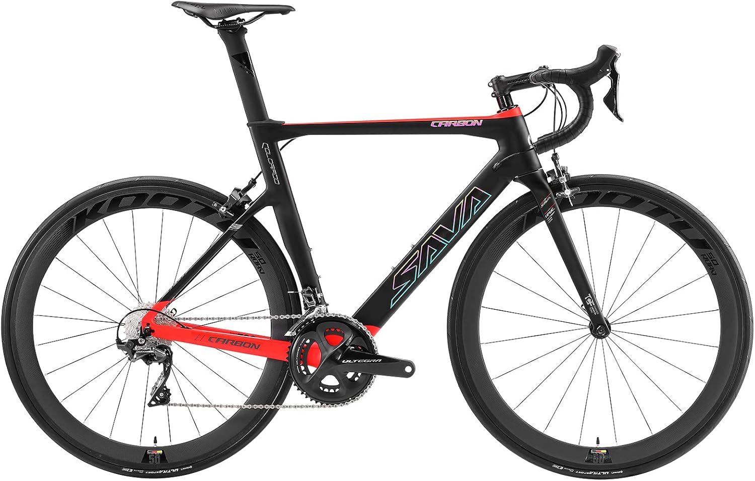 SAVADECK Phantom 2.0 Carbon Fiber Road Bike 700C Carbon Frame Racing Bicycle with Shimano Ultegra 8000 22 Speed Group Set, 25C Tire and Fizik Saddle