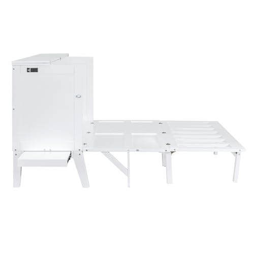 Harper & Bright Designs Queen Size Murphy Bed Wall Bed with Closet and Storage Drawers