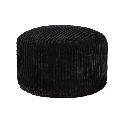Hobestluk 5ft Bean Bag Chairs for Adults Large Beanbag Chair with Stripe Plush Cover Big Bean Bag Chair for Living Room Bedroom Dorm Office -Black