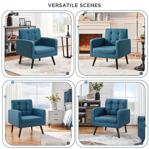 Yaheetech Mid-Century Accent Chairs, PU Leather Modern Upholstered Living Room Chair