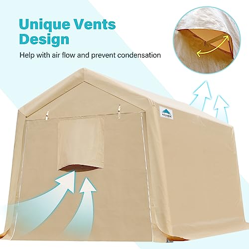 ADVANCE OUTDOOR 10x10 ft Heavy Duty Outdoor Patio Portable Canopy Storage Shelter Shed Carport with 2 Roll up Zipper Doors & Vents for Snowmobile