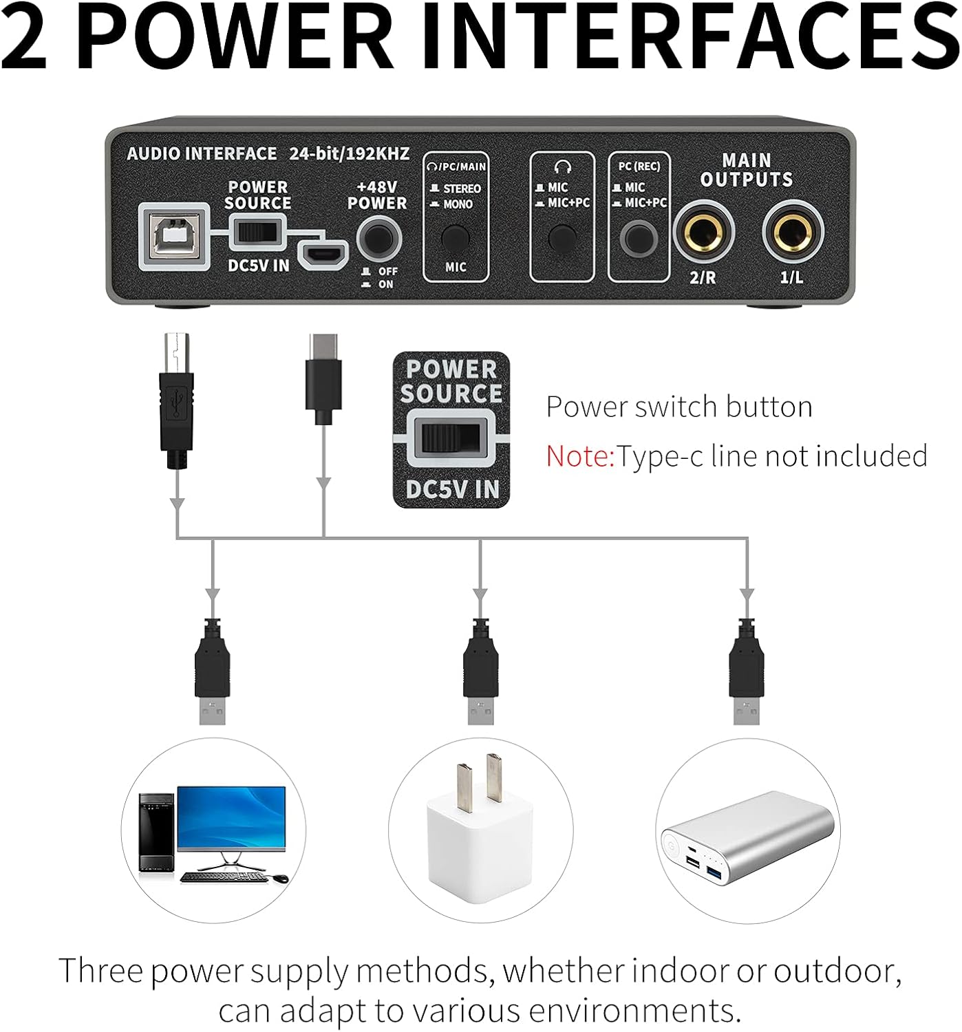 XTUGA E22 2i2 USB Audio Interface with XLR Mic Preamplifier 192kHz True Stereo for Pro Tools/Ableton Live Lite/Reaper and Other DAW Recording