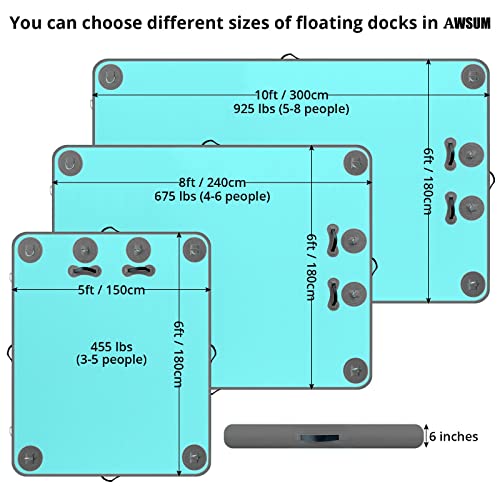 AWSUM Inflatable Floating Dock Air Dock Platform Floating Island Raft with None-Slip Surface for Pool Beach Ocean