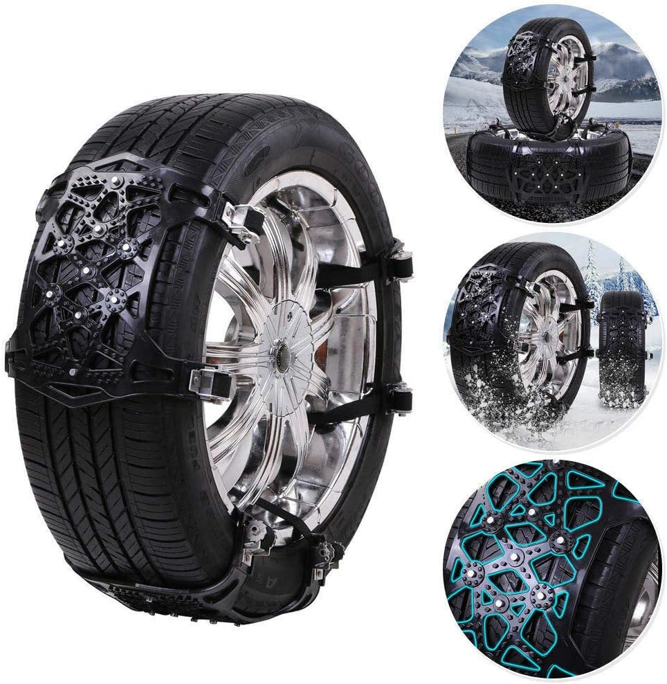 Anti Skid Snow Tire Chains, 6pcs Universal Adjustable Emergency Traction Chains for 165-275mm Tires Cars Trucks