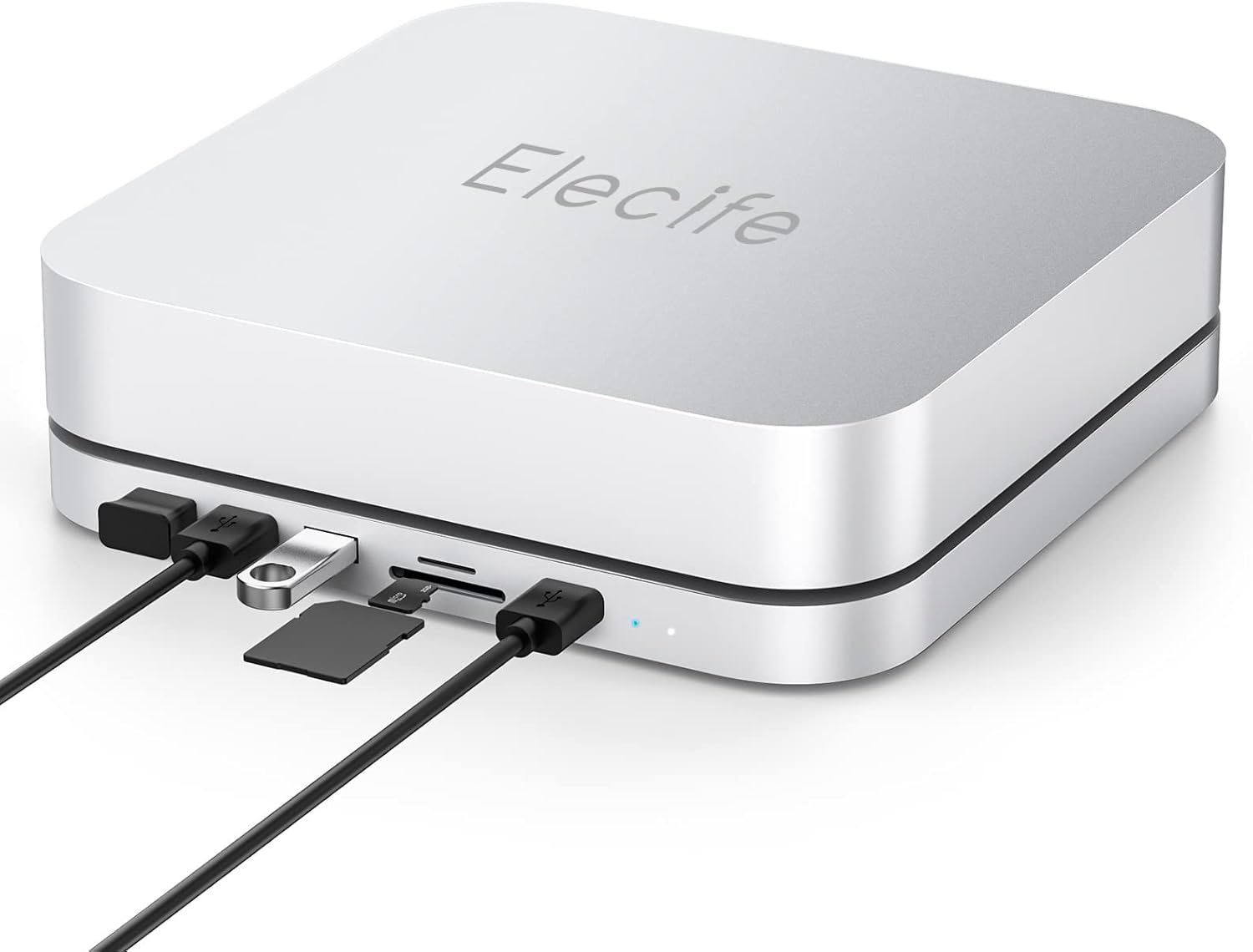 USB-C Hub with Hard Drive Enclosure for Mac Mini M1, Type C Docking Station with SATA SSD/HDD Slot, Dual USB 3.0/2.0 Port, TF/SD Card Readers