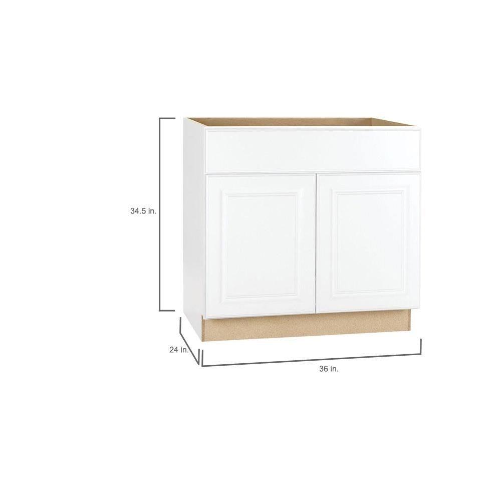 Hampton Bay 2478258 Hampton Assembled 36x34.5x24 in. Sink Base Kitchen Cabinet in Satin White