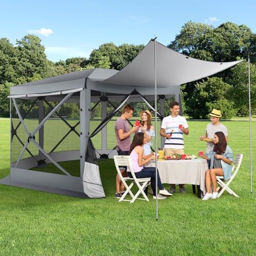 COBIZI 12x12ft Pop up Gazebo Screen Tent Screen House for Camping, Camping Outdoor Screened Gazebo, Canopy Tent