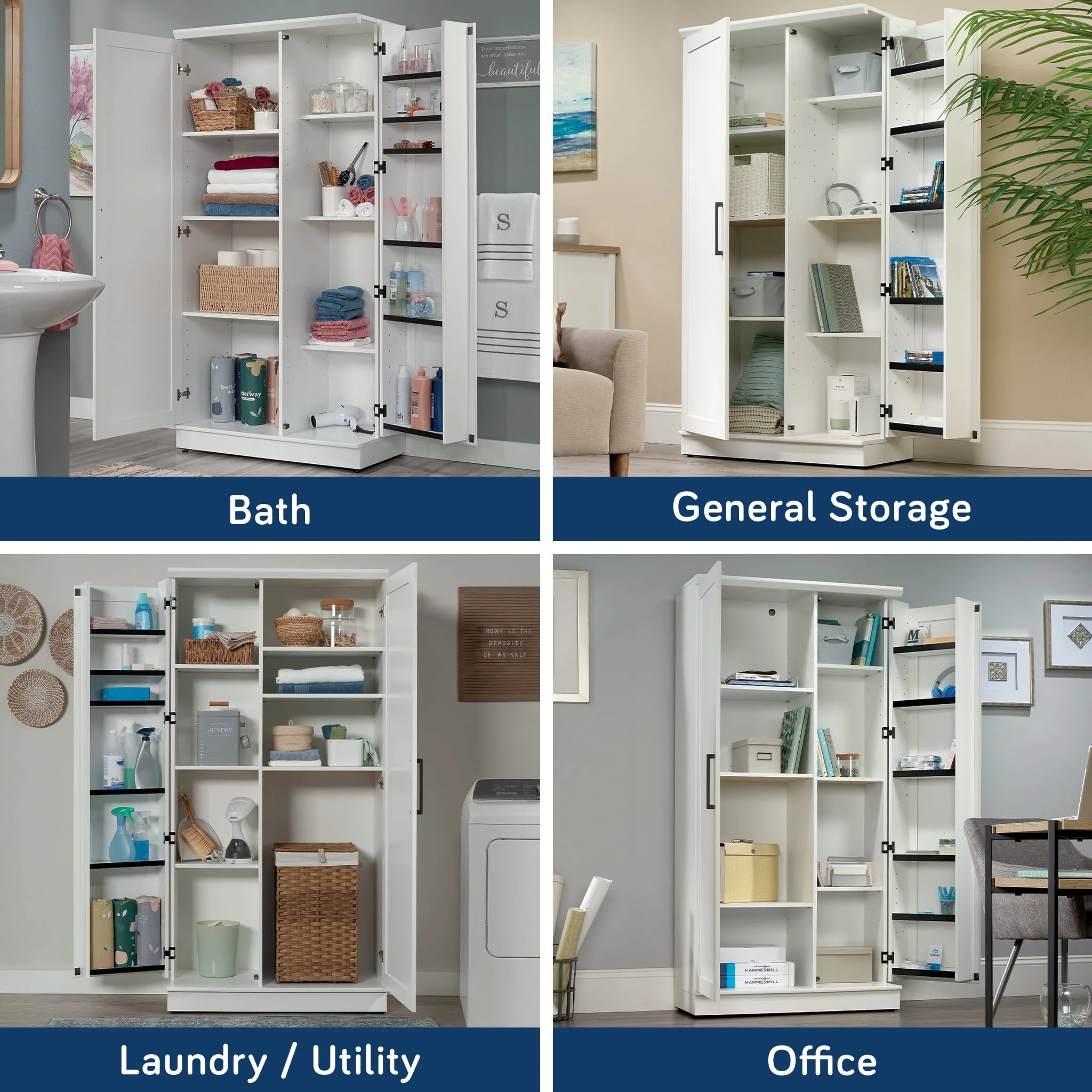 Sauder HomePlus Storage Cabinet, Soft White Finish