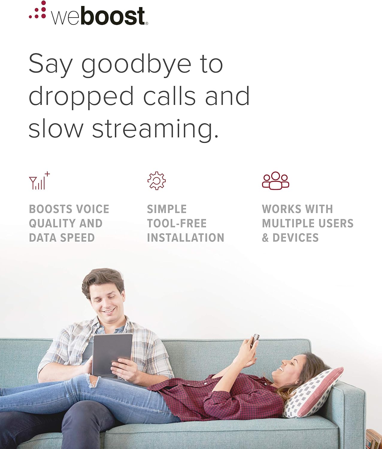 weBoost Home Room - Cell Phone Signal Booster | Boosts 4G LTE & 5G for all U.S. Networks & Carriers - Verizon, AT&T