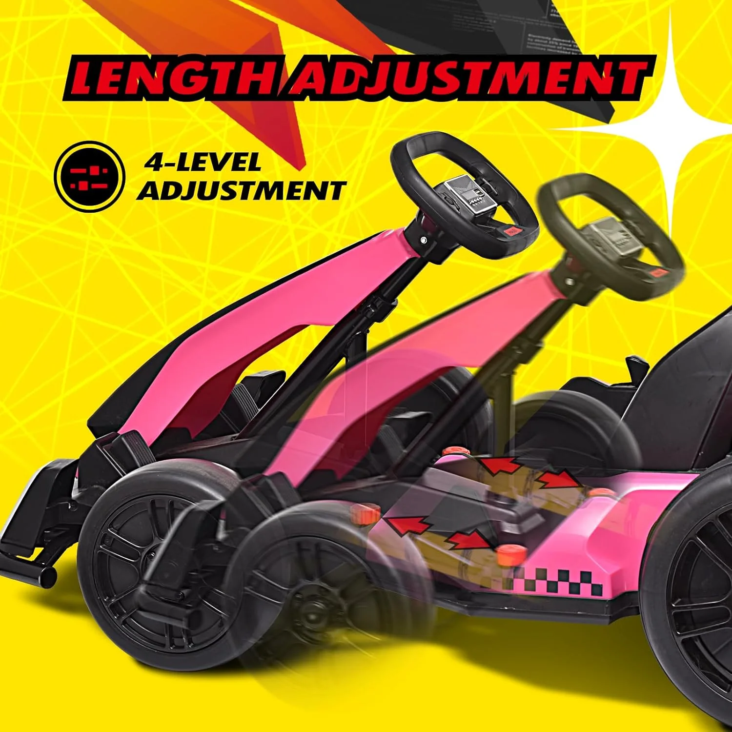 Blitzshark 24 V Kids Go Kart 300W Powerful Electric Pedal Go Kart, with Drift/Sports Mode, EVA Tires, Brake Pedal, Pink - Radiant Selections
