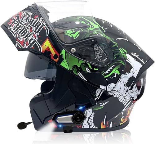DOT Approved,with Double Visor Microphone,Full Face Motorcycle Helmet,Motorbike Bluetooth Modular Helmet,Flip Up Motorcycle Helmet