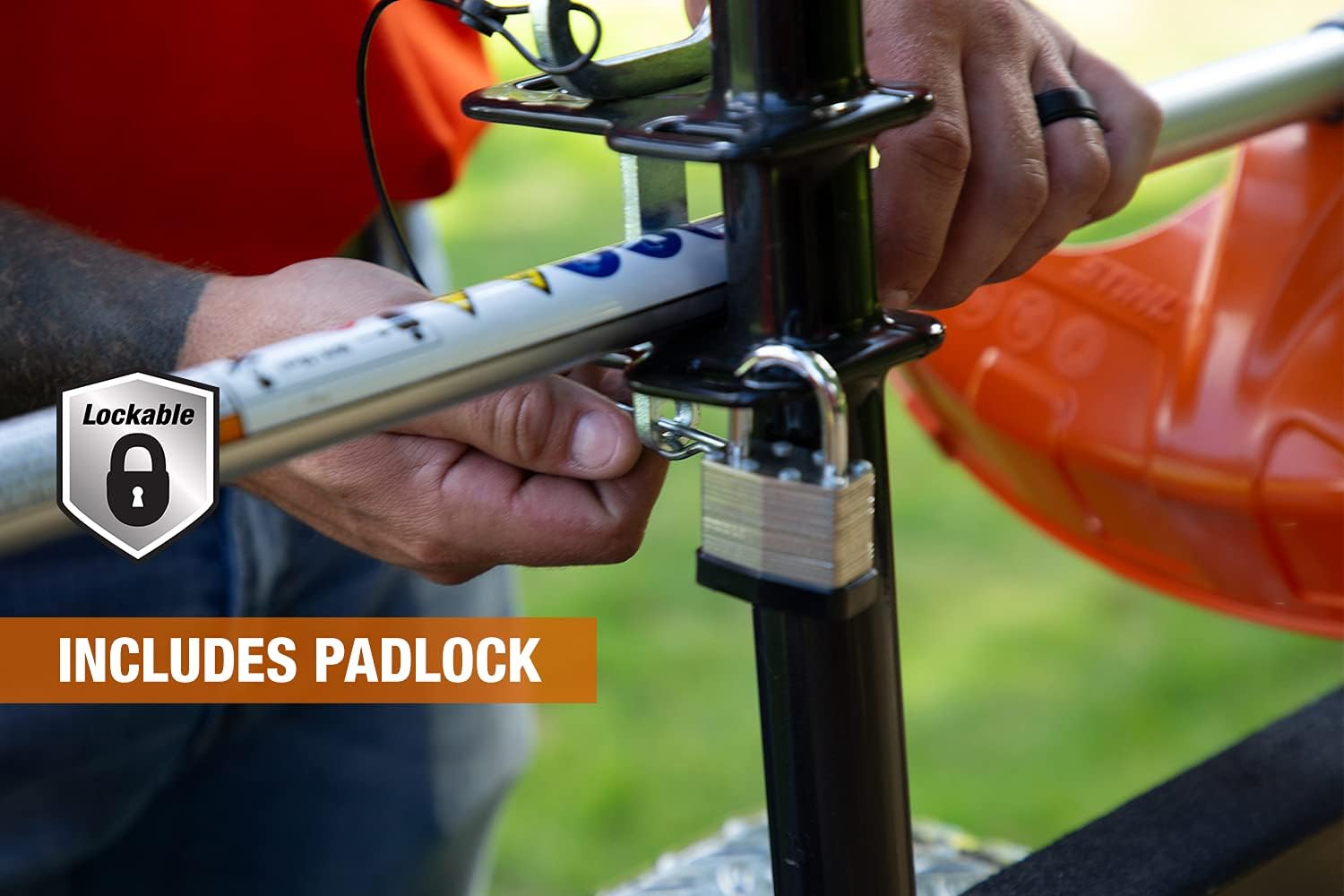 Buyers Products LT14 4-Channel Landscape Trimmer Edger Locking Rack for Commercial Trailers & Trucks Holds 4 Yard Lawn Weed Whackers Tools