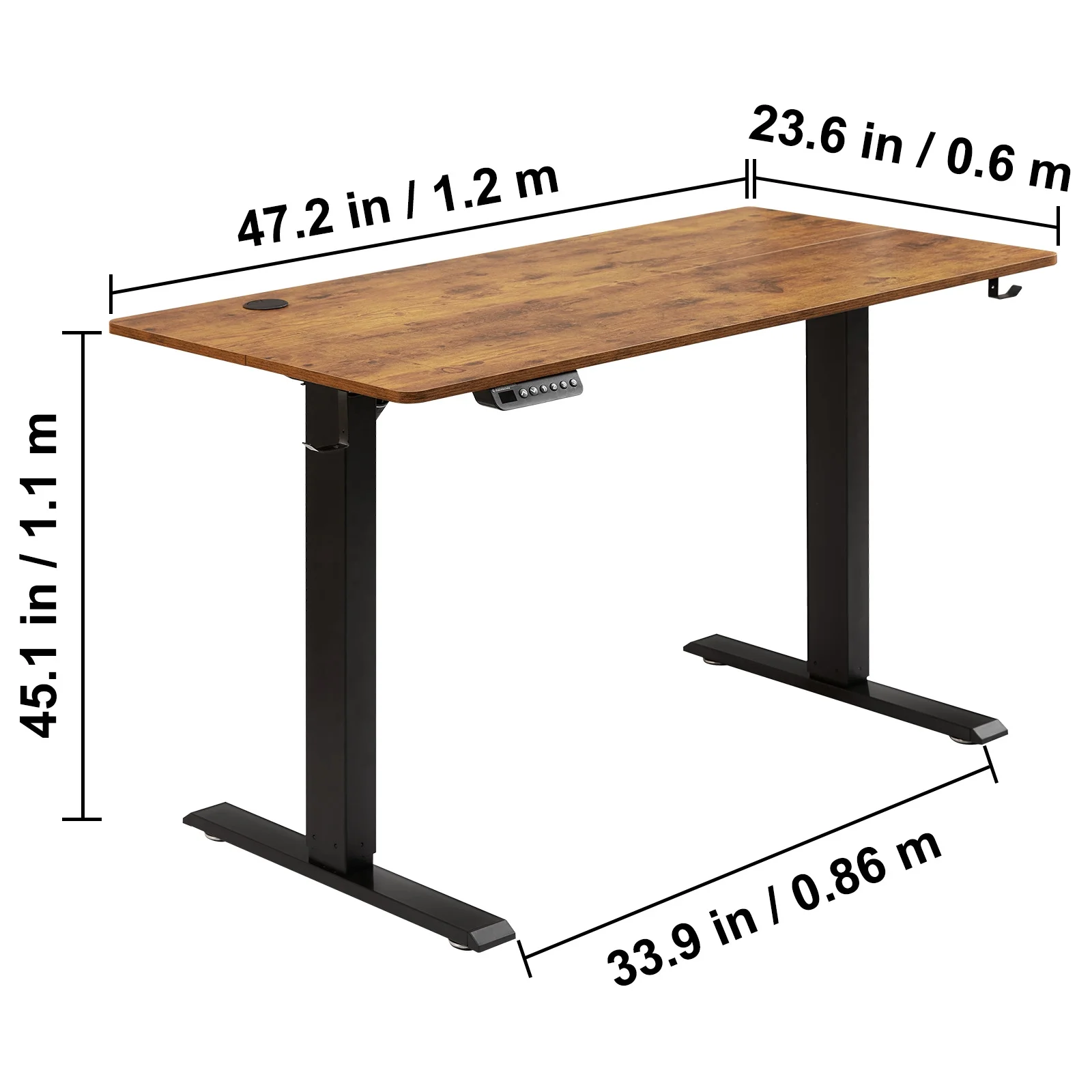 SKYSHALO 47.2" x 23.6" Adjustable Height Standing Desk Electric for Home & Office