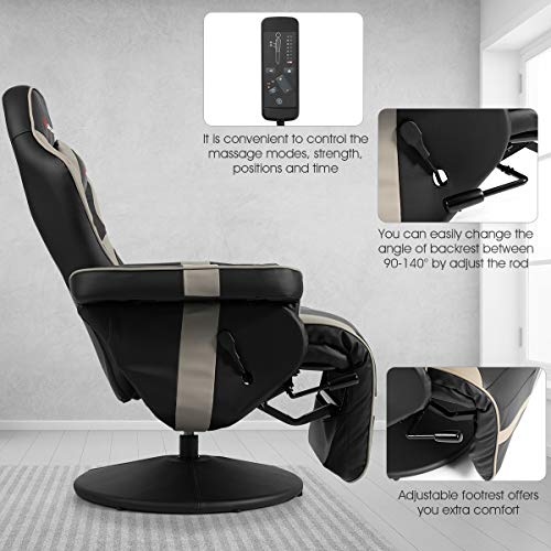 Goplus Massage Gaming Chair, Racing Style Gaming Recliner w/Adjustable Backrest and Footrest