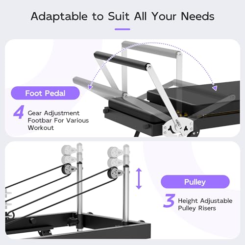 MU Pilates Reformer, Foldable Reformer Pilates Machine & Equipment for Home Use and Gym Workout, Suitable for Advanced and Beginners Users