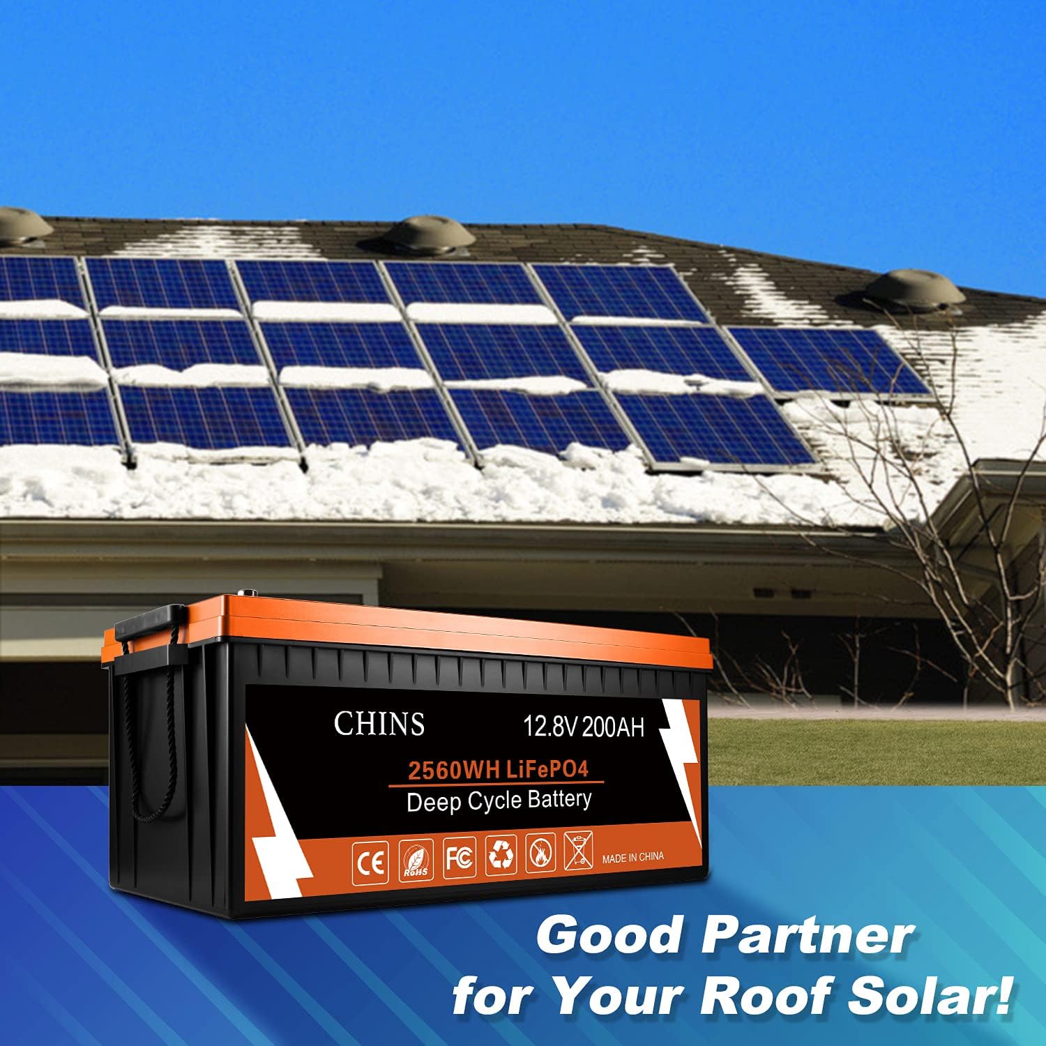 CHINS LiFePO4 Battery 24V 200Ah Lithium Battery - Built-in 200A BMS, 2000+ Cycles, Each battery Can Support 5120W Power Output, Perfect for RV