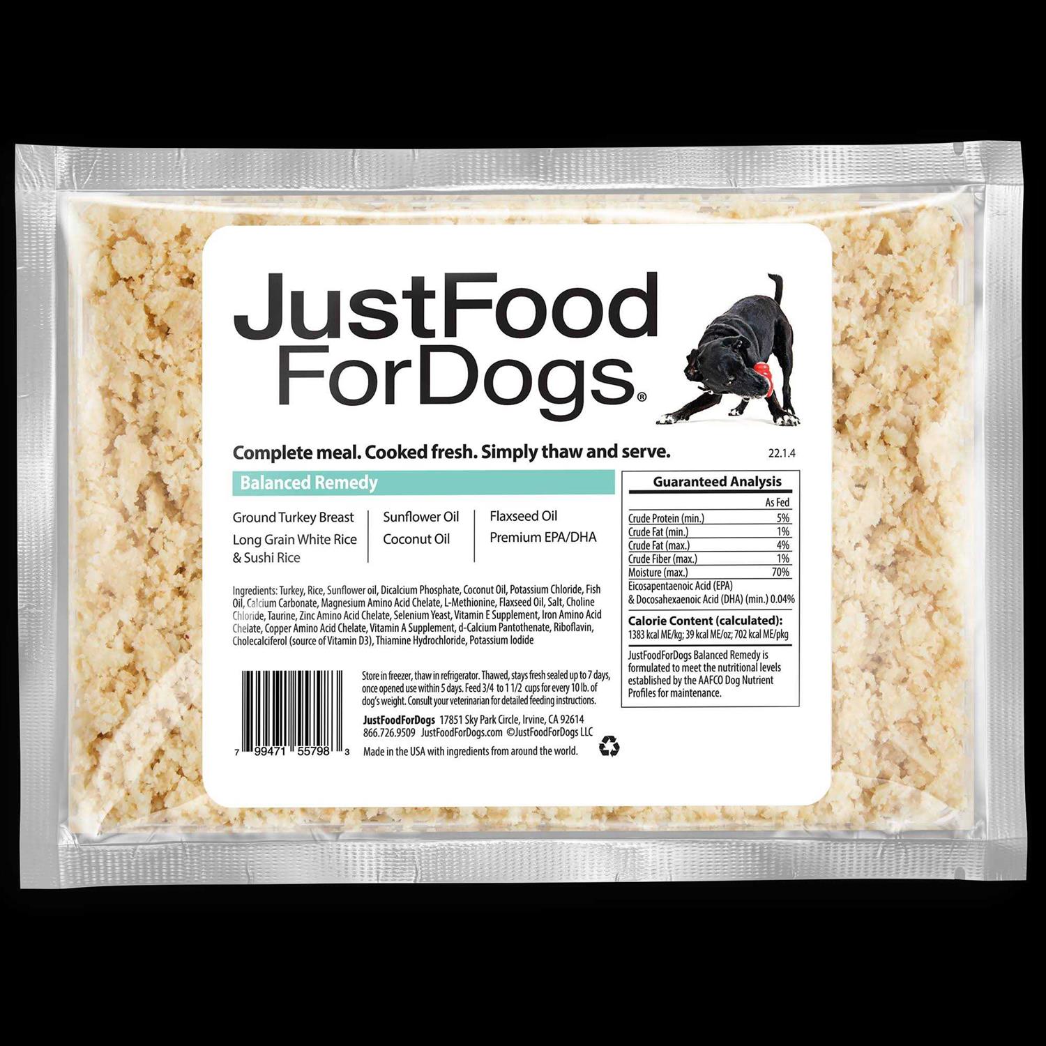 JustFoodForDogs Diets Balanced Remedy Frozen Dog Food - Pet Supplies online store