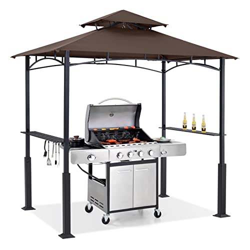 ABCCANOPY 8x5 Grill Gazebo - Outdoor BBQ Canopy Shelter with Led Light for Patio Backyard Grilling (Dark Gray)