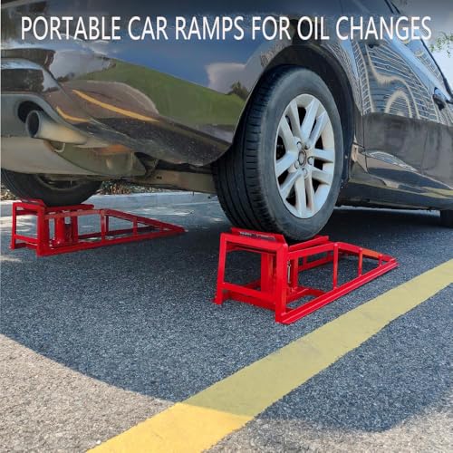 2PCS Hydraulic Car and Truck Service Ramps,11023 Lbs (5 Tons) Capacity, Portable Lifts Ramps for Oil Changes, Adjustable Lift Height 9.8" to 16.21"