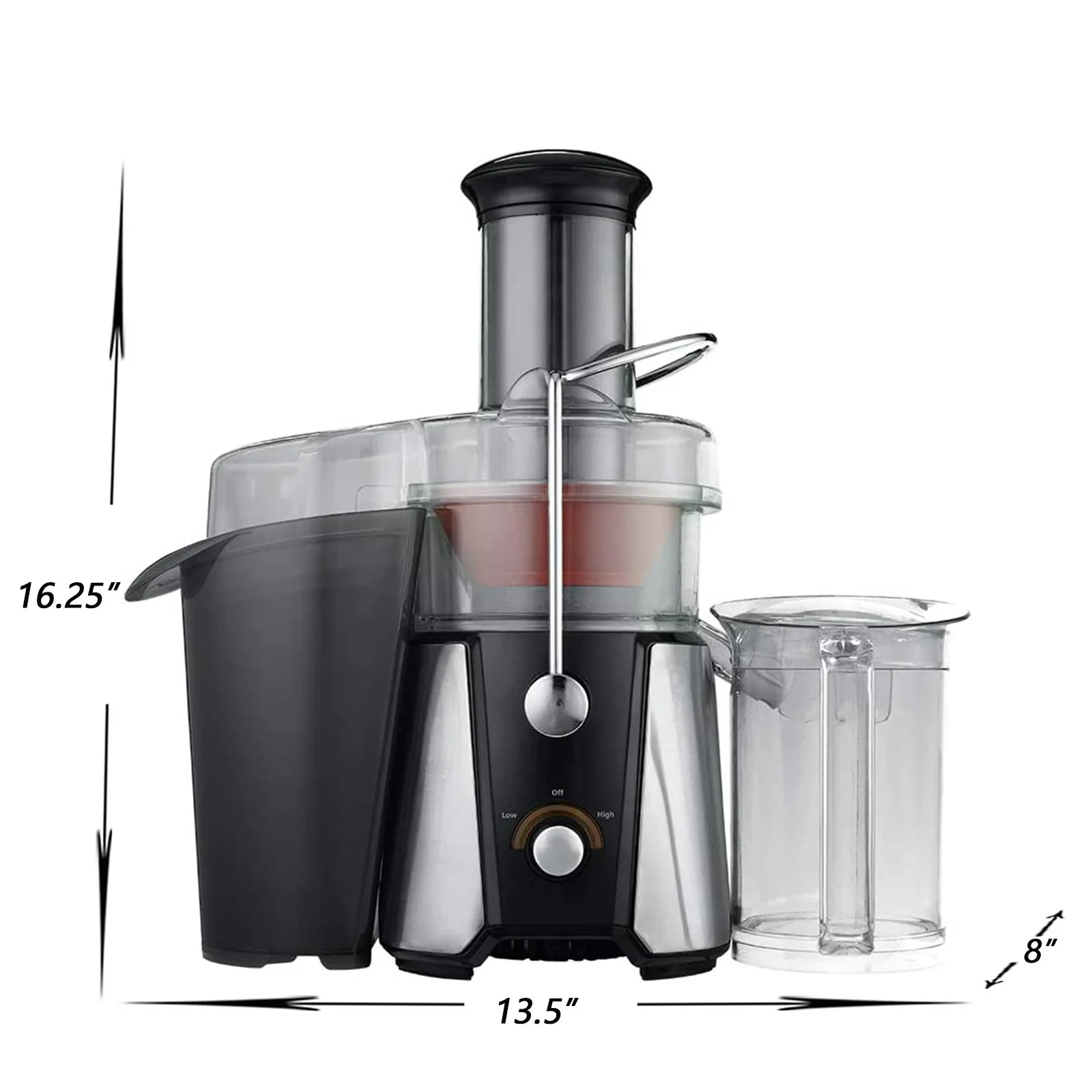 Juice Extractor for Fruits & Vegetables - 2-Speed Modes Easy to Clean (Silver)