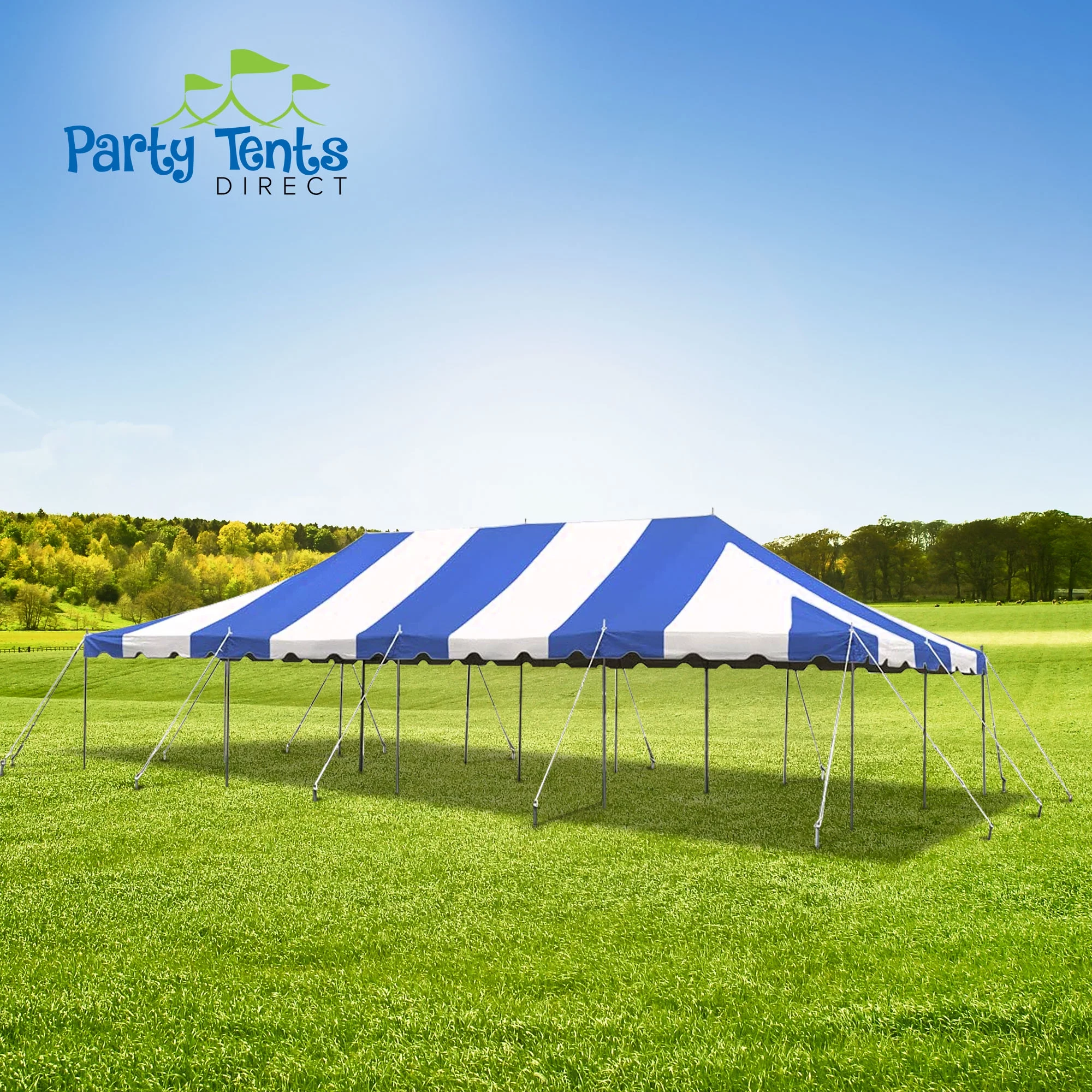 Party Tents Direct Weekender Outdoor Canopy Pole Tent, Blue, 20 ft x 40 ft