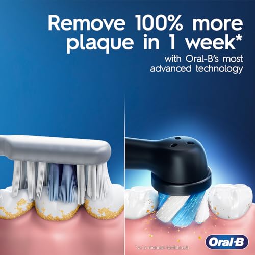 Oral-B iO Deep Clean Rechargeable Electric Powered Toothbrush, Black with iO Series 3 Limited, 2 Brush Heads and Travel Case
