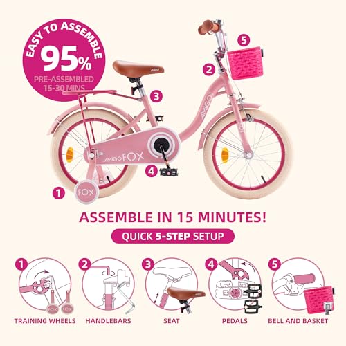 Royalbaby Princess Girls Kids Bike 12 14 16 18 20 Inch Children Bicycle with Basket for Age 3-12 Years
