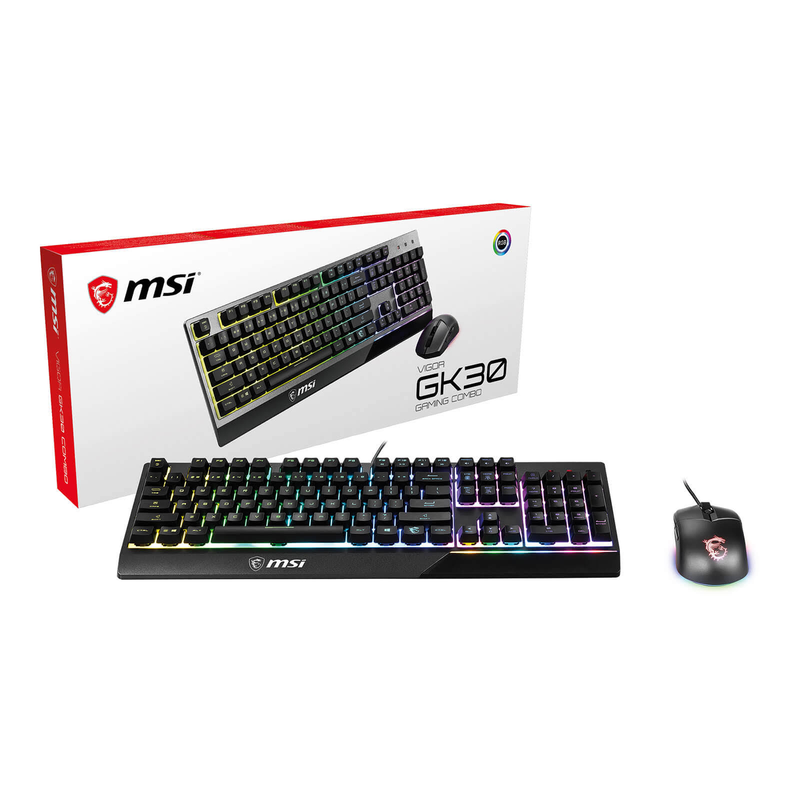 MSI Vigor GK30 Combo RGB MEMchanical Gaming Keyboard & Clutch Gm11 Gaming Mouse