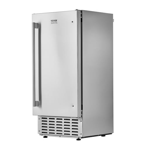 VEVOR Under Counter Ice Maker Machine, Crescent Ice, 25 Lbs/Day Stainless Steel Built in Ice Maker with Reversible Door