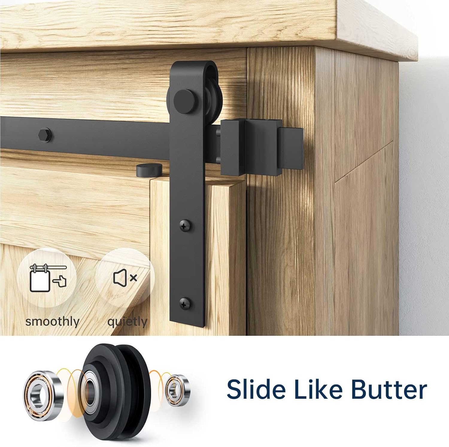 EaseLife 5 FT Cabinet Mini Sliding Double Barn Door Hardware Track Kit,Easy Install,Slide Smoothly Quietly
